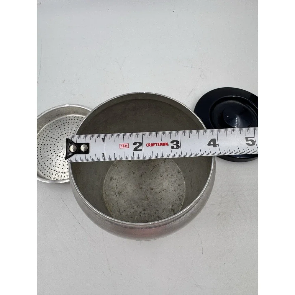 Vintage Spun Aluminum GREASE Canister W/ Lid and Strainer Made in Japan DENTS